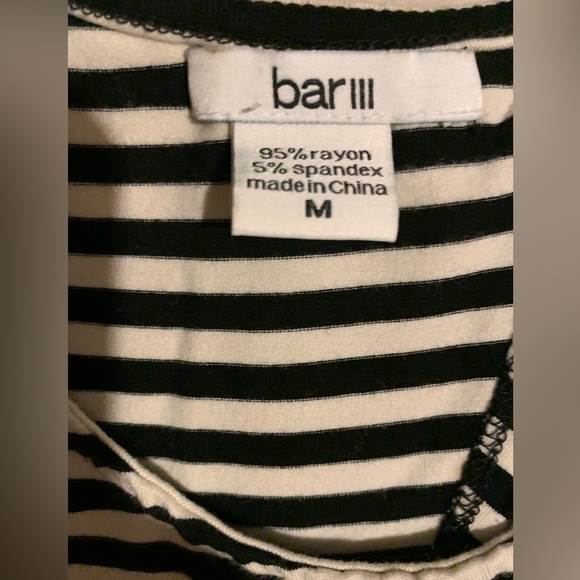 EUC Bar III black/white M striped midi dress with elastic waist - Picture 3 of 3